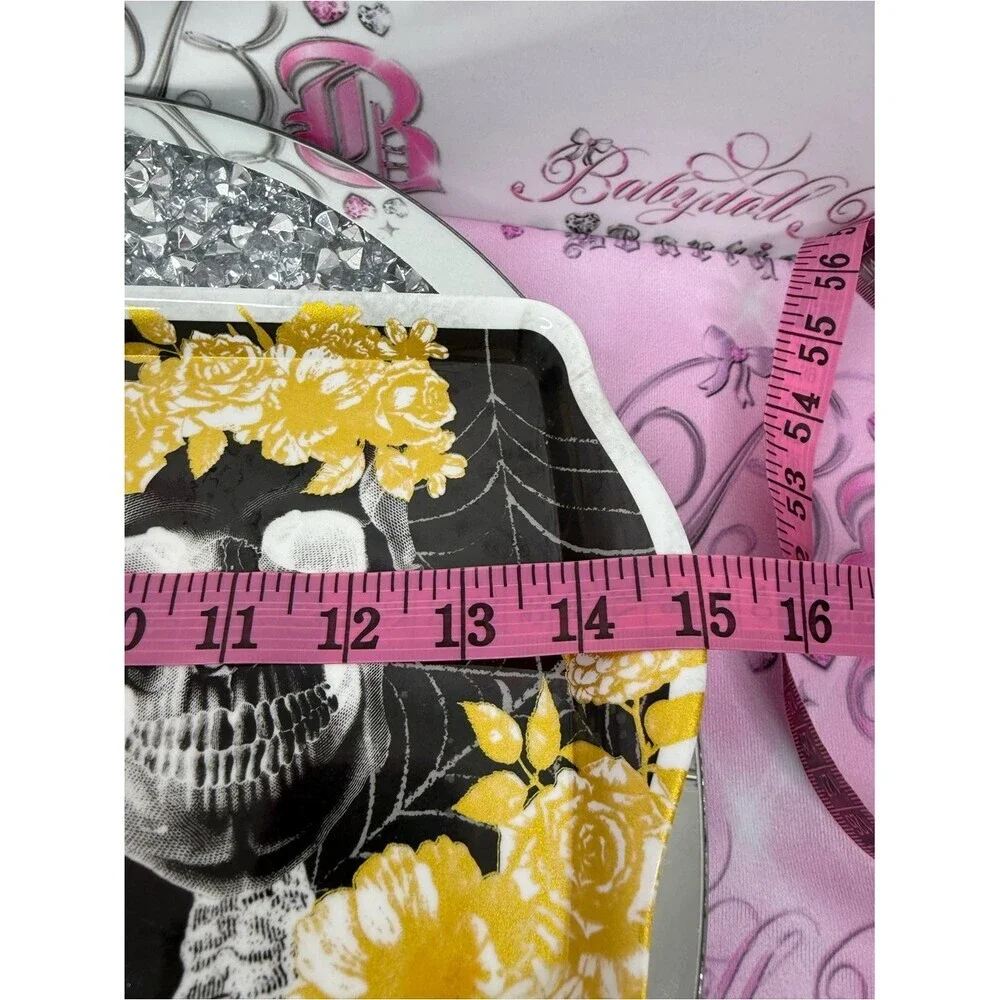 Plate serving tray skulls sugar Skull Floral Clutch in Black and Yellow